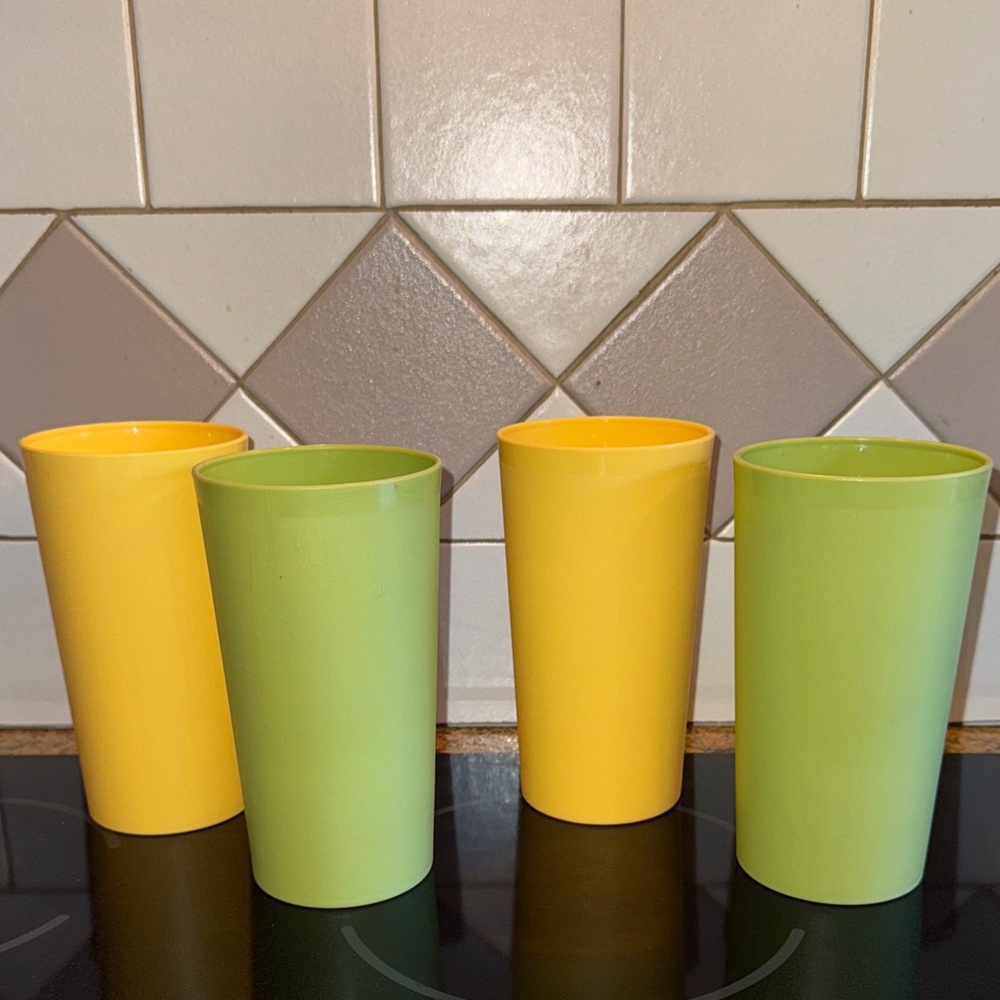 Cheerful 24oz Yellow and Green Tumbler Set of 4 American Maid